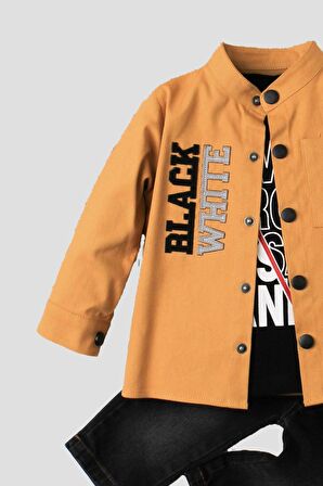 Erkek bebek ceketli takım kot pantolon sweatshirt spor ceket üçlü takım pamuklu