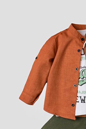 Erkek bebek spor gömlek takım kot pantolon üst sweatshirt üçlü takım pamuklu