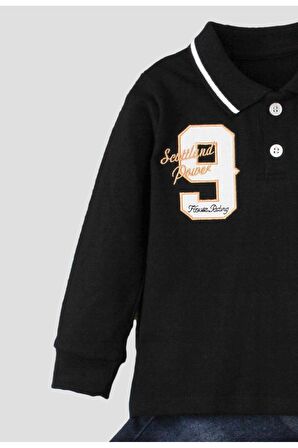 Polo bebek takımı yumuşak kot pantolonlu %100 pamuklu