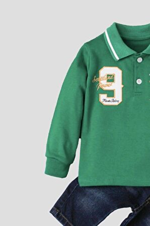 bebek takımı yumuşak kot pantolonlu %100 pamuklu