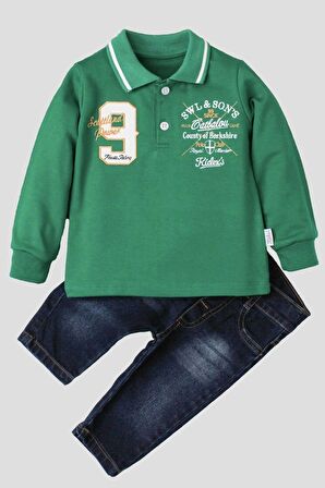 bebek takımı yumuşak kot pantolonlu %100 pamuklu