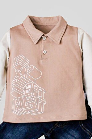 Erkek Bebek Polo Takım Kot Pantolon Üst İkili Takım