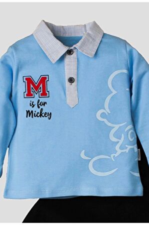 Erkek Bebek Mickey Polo Takım Pantolon Üst İkili Takım