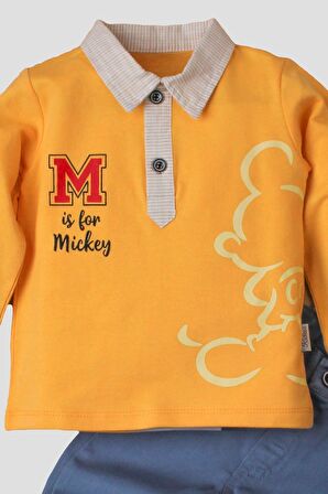 Erkek Bebek Mickey Polo Takım Pantolon Üst İkili Takım