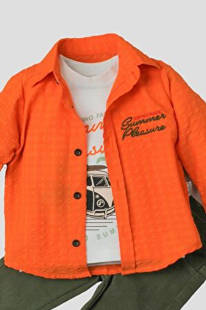 Erkek Bebek Spor Gömlek Takım Pantolon Üst Sweatshirt Üçlü TakIm Pamuklu Takım