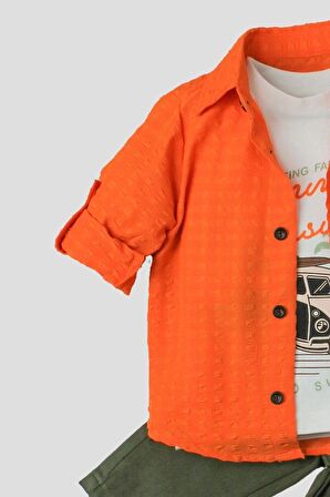 Erkek Bebek Spor Gömlek Takım Pantolon Üst Sweatshirt Üçlü TakIm Pamuklu Takım