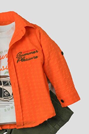 Erkek Bebek Spor Gömlek Takım Pantolon Üst Sweatshirt Üçlü TakIm Pamuklu Takım