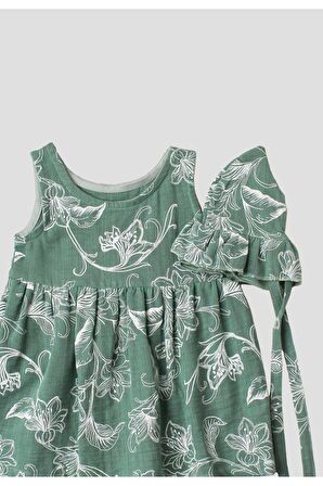 Çiçekli Kız Bebek Elbisesi Pamuklu Şapkalı