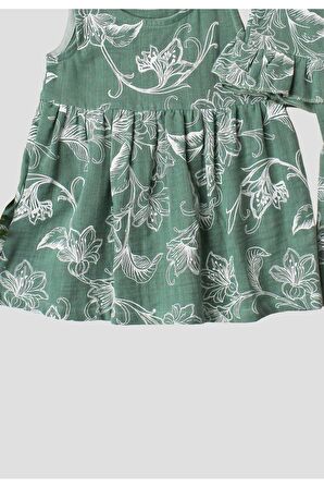 Çiçekli Kız Bebek Elbisesi Pamuklu Şapkalı