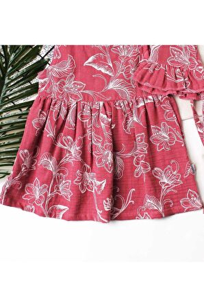 Çiçekli Kız Bebek Elbisesi Pamuklu Şapkalı