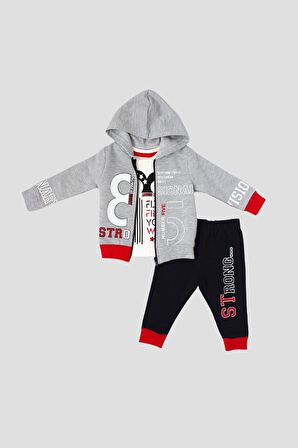 Bebek %100 Pamuklu Kapüşonlu Takım