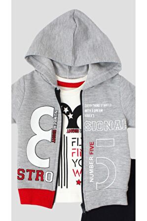 Bebek %100 Pamuklu Kapüşonlu Takım