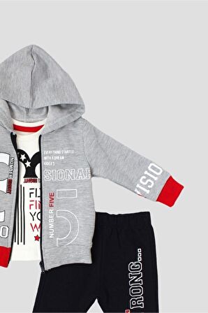 Bebek %100 Pamuklu Kapüşonlu Takım