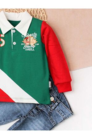 Erkek bebek pamuklu polo takım pantolon üst ikili takım düğün doğum günü nişan nikah bayram