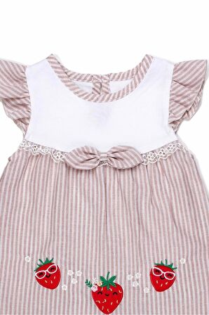 çilek desenli çizgili tatlı bebek 2’li takım alt üst