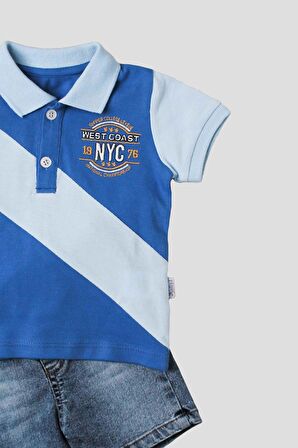 Erkek bebek pamuklu polo takım pantolon üst ikili takım düğün doğum günü nişan nikah bayram