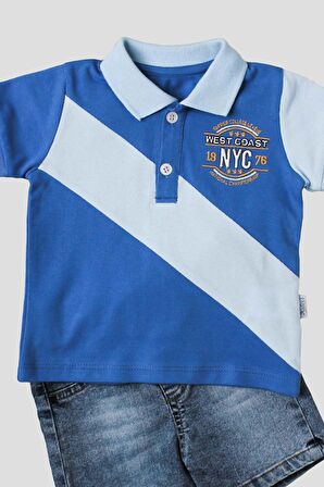 Erkek bebek pamuklu polo takım pantolon üst ikili takım düğün doğum günü nişan nikah bayram