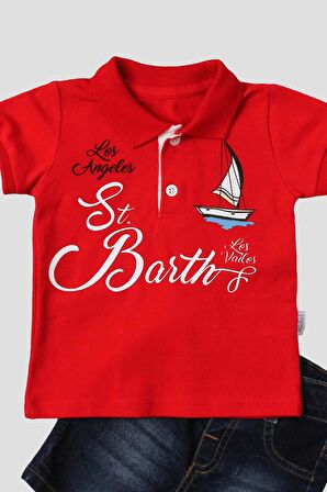 Erkek bebek pamuklu polo takım pantolon üst ikili takım düğün doğum günü nişan nikah bayram