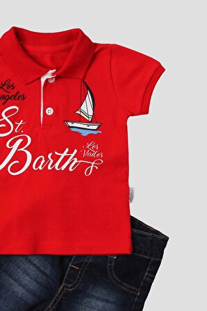 Erkek bebek pamuklu polo takım pantolon üst ikili takım düğün doğum günü nişan nikah bayram