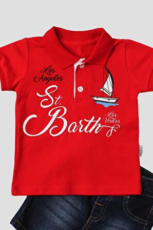 Erkek bebek pamuklu polo takım pantolon üst ikili takım düğün doğum günü nişan nikah bayram