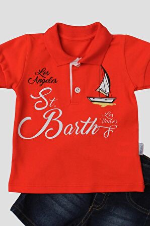 Erkek bebek pamuklu polo takım pantolon üst ikili takım düğün doğum günü nişan nikah bayram