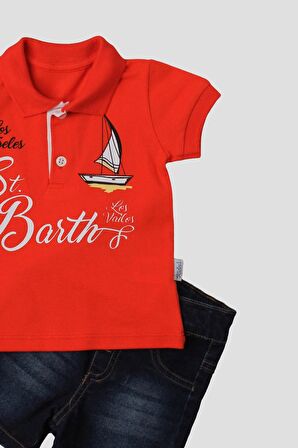 Erkek bebek pamuklu polo takım pantolon üst ikili takım düğün doğum günü nişan nikah bayram