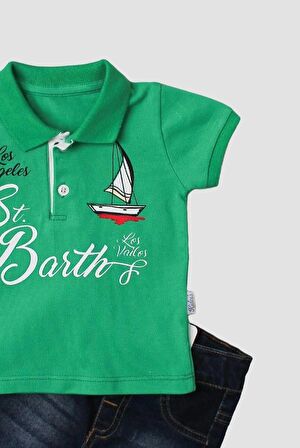 Erkek bebek pamuklu polo takım pantolon üst ikili takım düğün doğum günü nişan nikah bayram