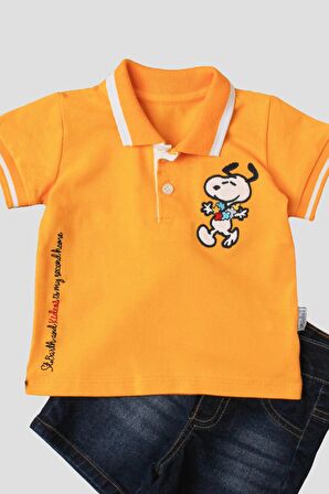 Erkek bebek pamuklu polo takım pantolon üst ikili takım düğün doğum günü nişan nikah bayram