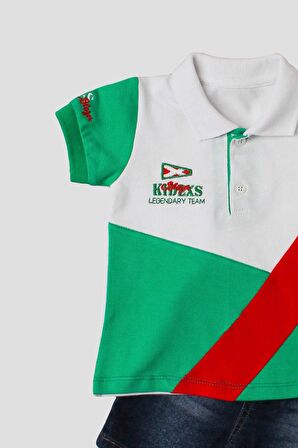 Erkek bebek pamuklu polo takım pantolon üst ikili takım düğün doğum günü nişan nikah bayram