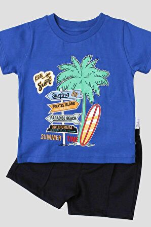 Palmiye Bakılı Tişört Ve Kapri 2'li Takım