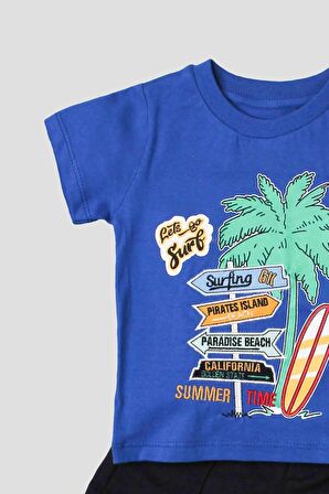 Palmiye Bakılı Tişört Ve Kapri 2'li Takım