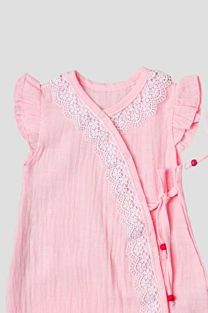 Kız bebek tulumu Dantel Detaylı %100 pamuklu tulum