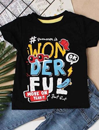 Yazı Baskılı Tişört Ve Kot  Pantolon 2'li Takım