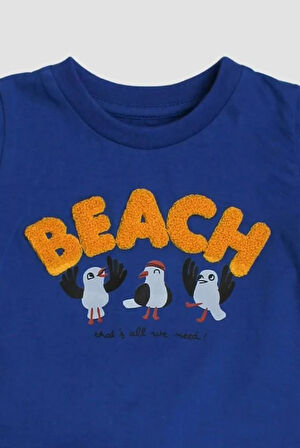 Beach Nakışlı Kuş Baskı Desenli 2'li Takım