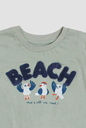 Beach Nakışlı Kuş Baskı Desenli 2'li Alt Üst Takım