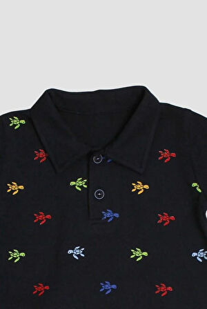 Kurbağa Desenli Polo Yakalı 2'li Alt Üst Takım