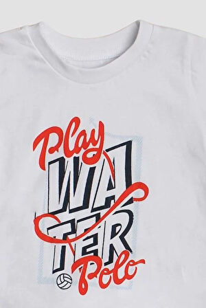 Play Polo Yazı Baskılı 2'li Tişört Alt Üst Takım