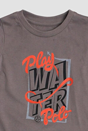 Play Polo Yazı Baskılı 2'li Tişört Alt Üst Takım