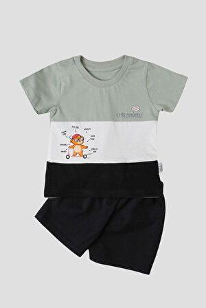 Eğlenceli Ayıcık Desenli 2'li Tişört Alt Üst Takım