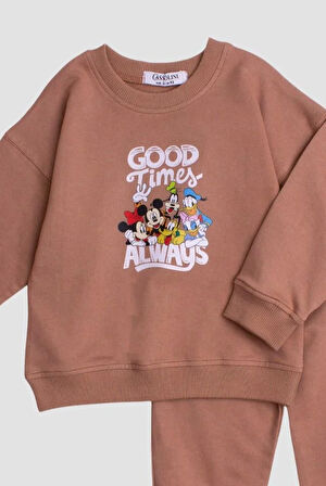 Mickey Mause Baskılı Oversize  Alt Üst Bebek Çocuk Eşorfman Takımı