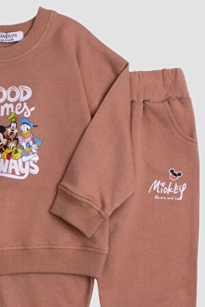 Mickey Mause Baskılı Oversize  Alt Üst Bebek Çocuk Eşorfman Takımı