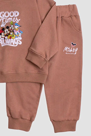 Mickey Mause Baskılı Oversize  Alt Üst Bebek Çocuk Eşorfman Takımı