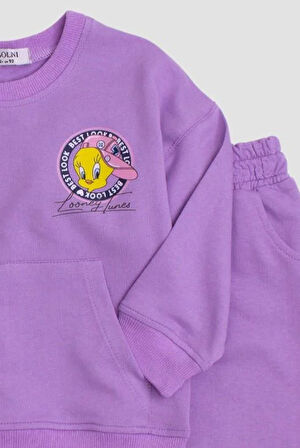 Tweety Lones Tunes Baskılı Oversize  Alt Üst Bebek Çocuk Eşorfman Takımı