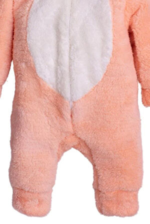 Kışlık Tatlı Peluş Pamuklu Tavşan Nakışlı Kapüşonlu Welsoft Tulum