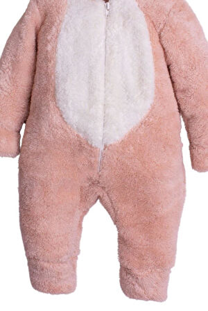 Kışlık Tatlı Peluş Pamuklu Tavşan Nakışlı Kapüşonlu Welsoft Tulum