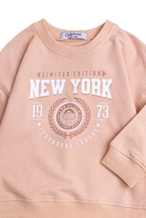 New York Baskılı Oversize  Alt Üst Bebek Çocuk Eşorfman Takımı
