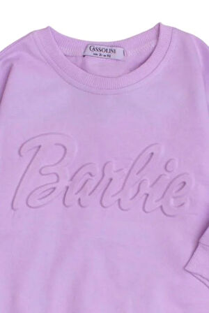 Barbie Kabartmalı İspanyol Paça Oversize  Alt Üst Bebek Çocuk Eşorfman Takımı