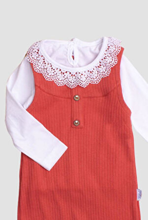 Waffle Görselli İç Badili Tatlı Dantel Detaylı  Esnek Pamuklu Bebek 2'liTulum