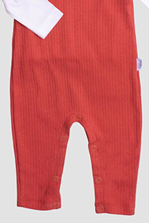 Waffle Görselli İç Badili Tatlı Dantel Detaylı  Esnek Pamuklu Bebek 2'liTulum