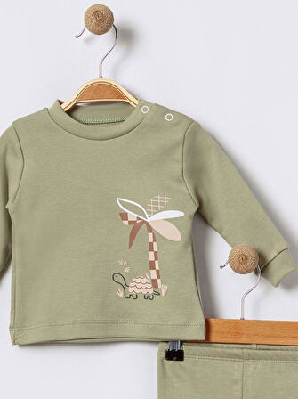 %100 Pamuklu  Yenidogan Unisex  Kiz Erkek Pamuk Desenli  2'li Bebek Pijama Takımı